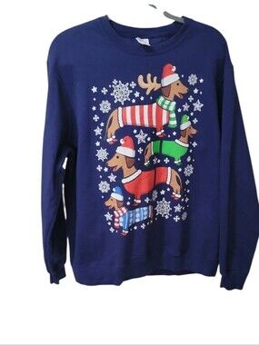 Women's Dachshunds Graphic Holiday Sweatshirt-Large